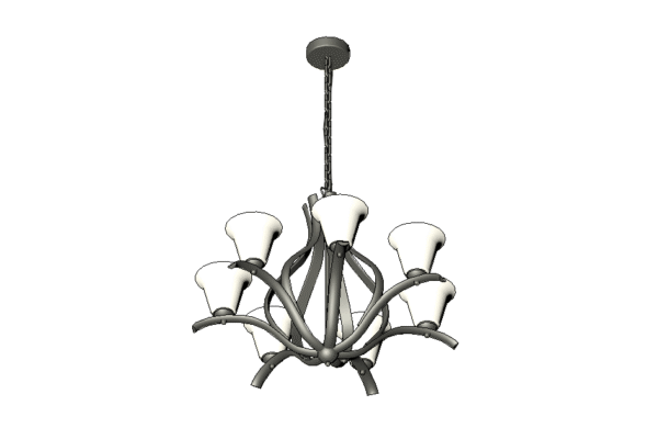Revit - 3D - Light - Tulip - Chandelier - Image 2
